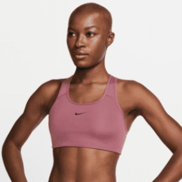 Nike Dri-Fit Swoosh 1-Piece Classic Padded Racerback Sports Bra - Picture 1 of 4